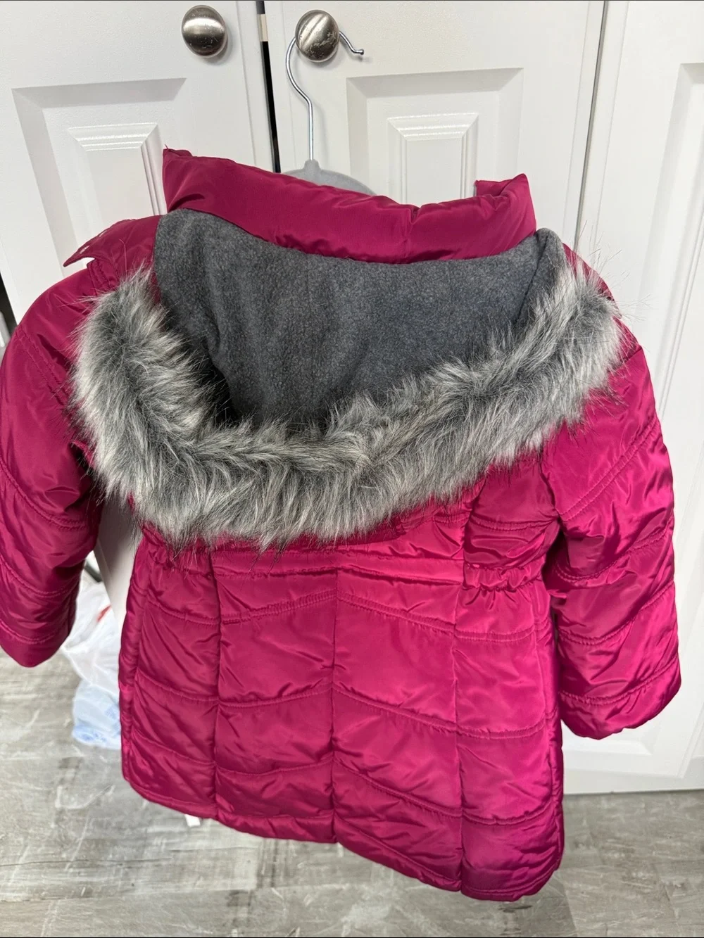 Calvin Klein Jeans Girls' Magenta Quilted Puffer Coat